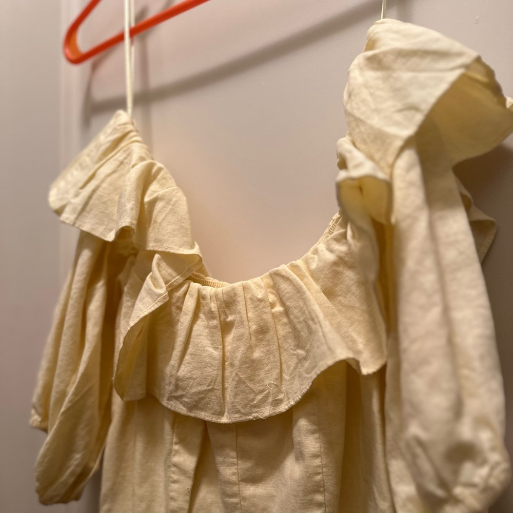 H&M Light Yellow Off-Shoulder Mini Dress - Picture 10 of 11